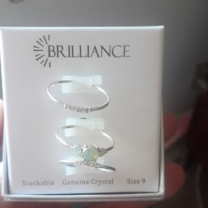 Kohl's Silver Stackable Ring Set with Gemstone Accent